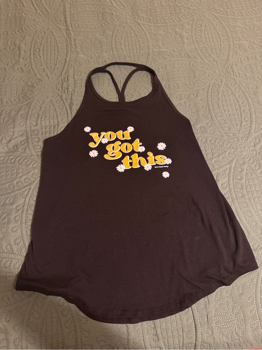 XL Burn Boot Camp Black Racerback Tank Top - "You Got This" Daisy Graphic